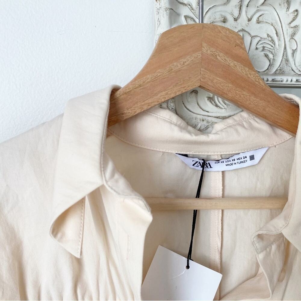 Zara Ruched Front Shirt Dress - Picture 3 of 13